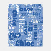 Blue & White Custom Name Pattern Retro Fonts Fleecedecke (Vorderseite)