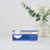 Blue White Custom Open Book Visicards Visitenkarte (Stehend Vorderseite)