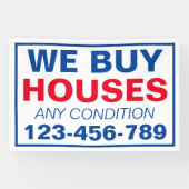 Blue White Custom Wir kaufen Häuser Real Anwesen Banner (Horizontal)