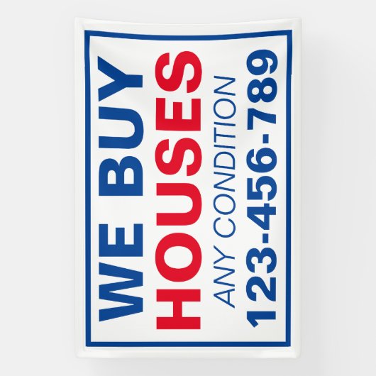Blue White Custom Wir kaufen Häuser Real Anwesen Banner (Vertikal)