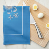 Blue & White Daisies Moderne stilvolle personalize Geschirrtuch (Viertel Falte)