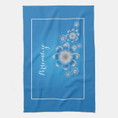 Blue & White Daisies Moderne stilvolle personalize Geschirrtuch (Vertikal)