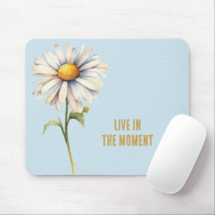 Blue White Daisy Blume Mousepad