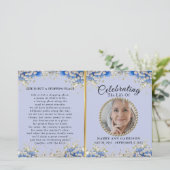 Blue White Daisy Celebration of Life Program (Stehend Vorderseite)