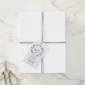 Blue White Daisy Floral 80. Geburtstag Vielen Dank Geschenkanhänger (Mit Garn)