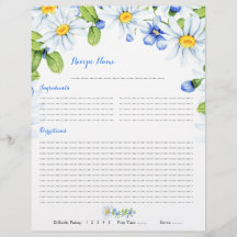 Blue White Daisy Floral Binder Rezept Beilagen