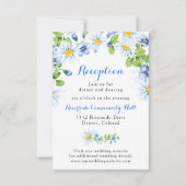 Blue White Daisy Floral Hochzeitsempfang Beilage Einladung (Vorderseite)