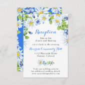 Blue White Daisy Floral Hochzeitsempfang Beilage Einladung (Vorne/Hinten)