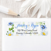 Blue White Daisy Floral Wedding Address Labels (Insitu)
