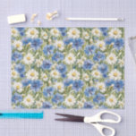Blue White Daisy Flowers Birthday Seidenpapier<br><div class="desc">Blue White Daisy Flowers Birthday</div>
