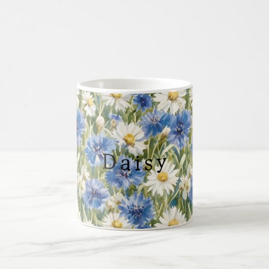 Blue White Daisy Flowers Kaffeetasse (Mittel)