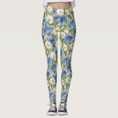 Blue White Daisy Flowers Leggings (Vorderseite)