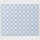 Blue White Daisy Pattern  Geschenkpapier (Flach)