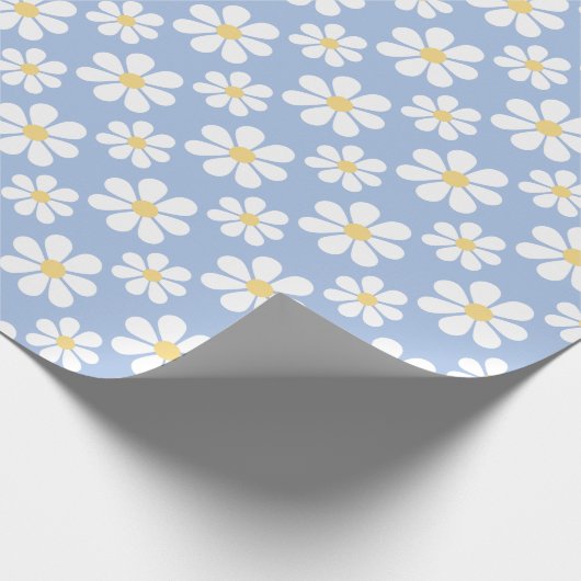 Blue White Daisy Pattern  Geschenkpapier (Ecke)