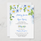 Blue White Daisy Post Wedding Reception nur Einladung (Vorderseite)