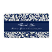 Blue White Damask Hochzeitsmarken (Vorne)