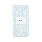 Blue/White Damask Wedding Hershey's Mini Wrapper Adressaufkleber (Vorne)