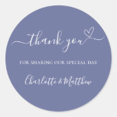 Blue White danke Ihnen herzliche Hochzeit Runder Aufkleber (Vorderseite)