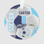 Blue, White & Dark Blue Personalize Soccer ⚽ Ornament (Vorderseite)