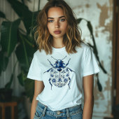 Blue & White Decorated Beetle T-Shirt