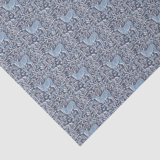 Blue White Deer Intricate Nature Weihnachtsmuster Seidenpapier (Ausschnitt)