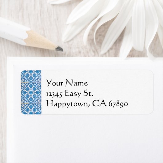 Blue White Delft Cornflower Custom Address Labels (Insitu)