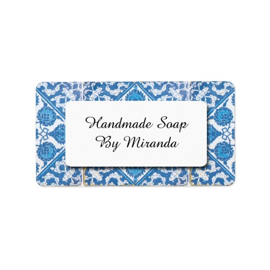 Blue White Delft Cornflower Custom Craft Labels Adressaufkleber (Vorne)