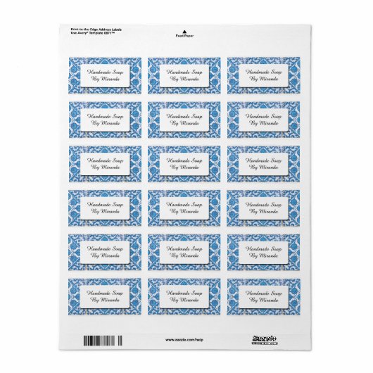 Blue White Delft Cornflower Custom Craft Labels Adressaufkleber (Vorne)