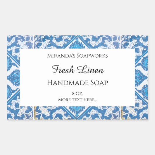 Blue White Delft Cornflower Editable Soap Stickers (Vorderseite)