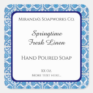 Blue White Delft Cornflower Editable Soap Stickers