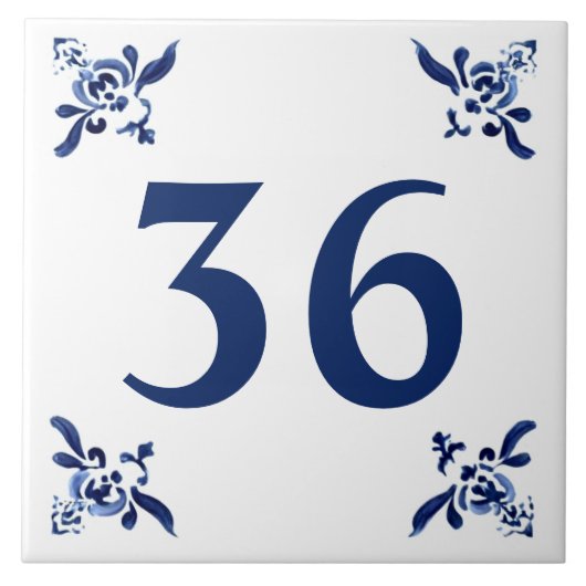 Blue White Delft Decorable Corners House Number Fliese (Vorderseite)