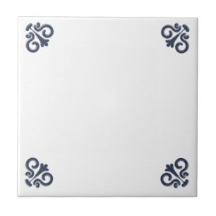 Blue White Delft Einfache Blume Corner Fliese