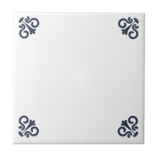 Blue White Delft Einfache Blume Corner Fliese (Vorderseite)