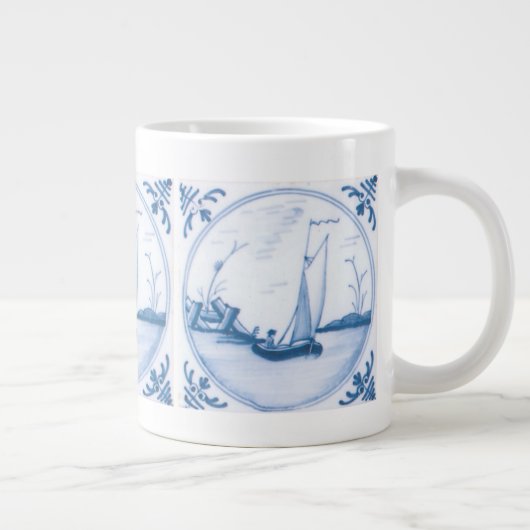 Blue White Delft Sailboat Jumbo-Tasse (Rechts)