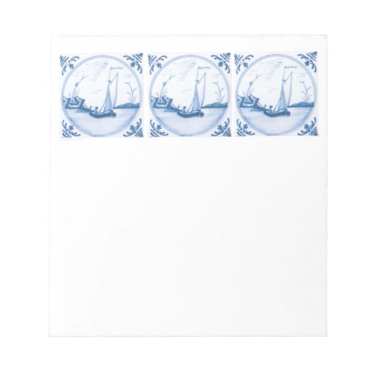 Blue White Delft Sailboat Notizblock (Vorderseite)