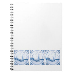 Blue White Delft Sailboat Notizblock