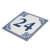 Blue White Delft Simple Floral Custom House Number Fliese (Seite)