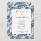 Blue White Denim Blume Brautparty Einladung (Vorne/Hinten)