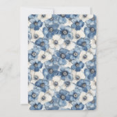 Blue White Denim Blume Brautparty Einladung (Rückseite)