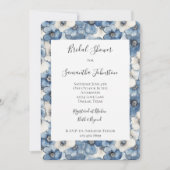 Blue White Denim Blume Brautparty Einladung (Vorderseite)