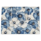 Blue White Denim Blume Geburtstag Große Geschenktüte (Vorderseite)