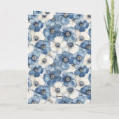 Blue White Denim Blume Geburtstag Karte (Rückseite)