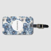 Blue White Denim Blume Gepäckanhänger (Vorderseite (Horizontal))