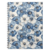 Blue White Denim Blume Notizblock (Vorderseite)