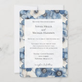 Blue White Denim Blume Wedding Einladung (Vorderseite)