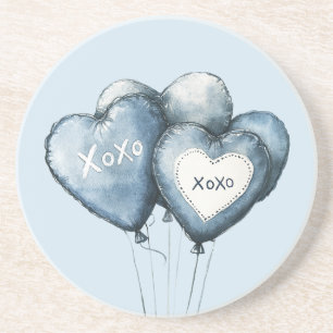 Blue White Denim Heart Balloons Getränkeuntersetzer