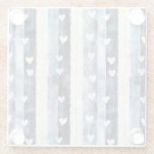 Blue White Denim Heart Stripes Birthday Glasuntersetzer (Rückseite)