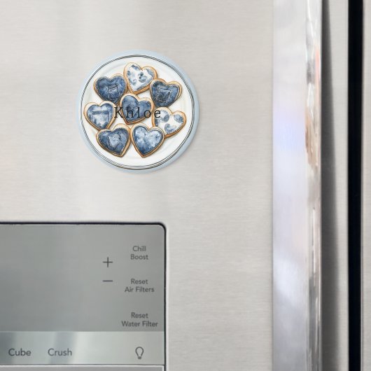 Blue White Denim Hearts Magnet (In Situ (Kühlschrank))