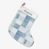 Blue White Denim Jean Christmas Großer Weihnachtsstrumpf (Vorderansicht (hängend))