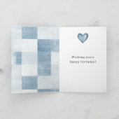 Blue White Denim Jean Heart Personalisierter Name Karte (Innenseite)